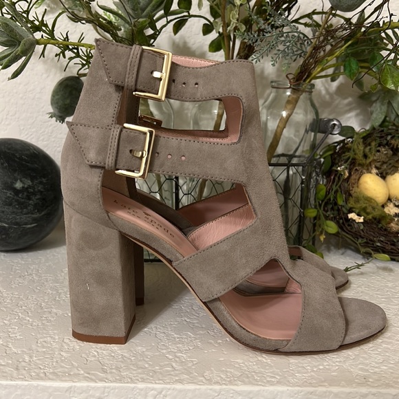 Kate Spade Llemi Caged Block Heel Gray Suede Heels Size 6 Gladiator Pre-Owned - Picture 5 of 9